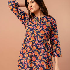 Top – Mandarin Collar, 3/4 Sleeves, Flattering Fit (Sizes S–XXL)