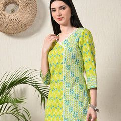 Graceful Wrap-Style Angrakha Cotton Kurti for Everyday Wear