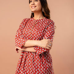Top – Mandarin Collar, 3/4 Sleeves, Flattering Fit (Sizes S–XXL)