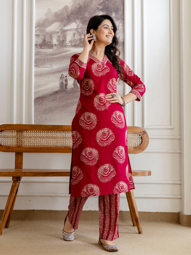 Bordered V-Neck 3-Piece Kurta Set with Ankle-Length Pants & Full-Length Dupatta (M–XXL)