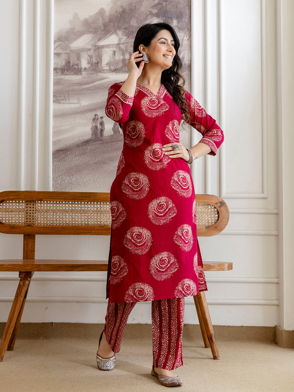 Bordered V-Neck 3-Piece Kurta Set with Ankle-Length Pants & Full-Length Dupatta (M–XXL)