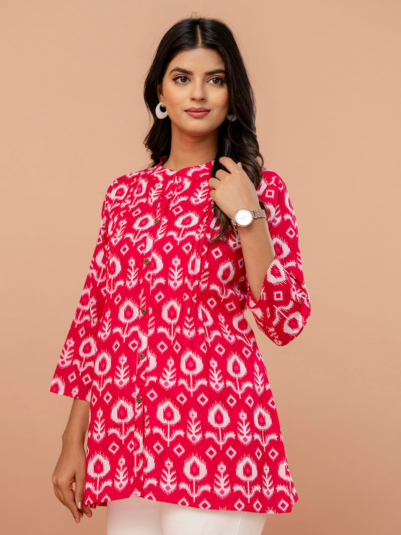 Elegant Mandarin Collar Printed Tunic – Stylish & Comfortable, Sizes