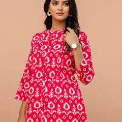 Elegant Mandarin Collar Printed Tunic – Stylish & Comfortable, Sizes