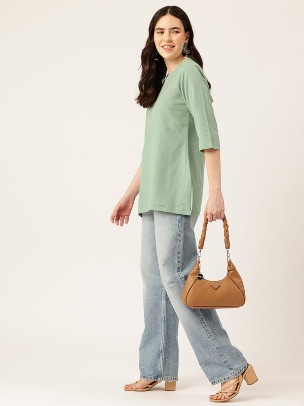 Elegant Short Kurti for Women – 3/4 Sleeves | Round Neck |