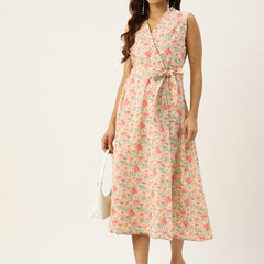 Floral Wrap Angrakha Dress – Lightweight Sleeveless Cotton Perfection