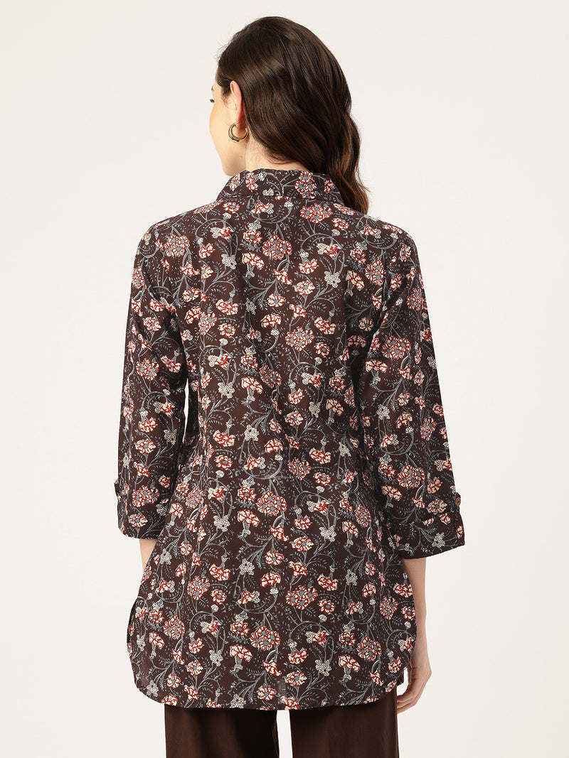 Versatile Collared Shirt with 3/4 Sleeves for Women – Elegant & Casual