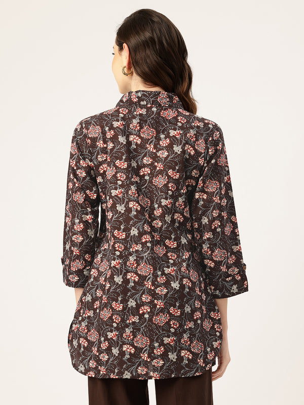 Versatile Collared Shirt with 3/4 Sleeves for Women – Elegant & Casual