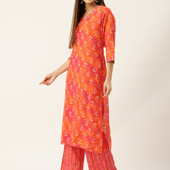 Bordered V-Neck 3-Piece Kurta Set with Ankle-Length Pants & Full-Length Dupatta (Size S-XXL).