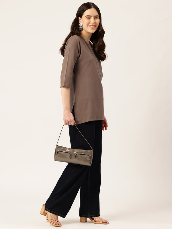 Elegant Short Kurti for Women – 3/4 Sleeves | Round Neck |