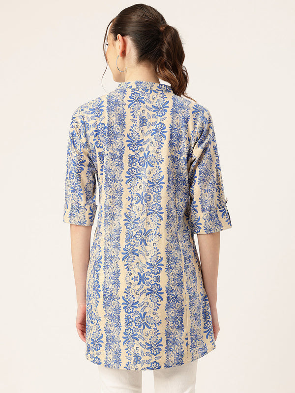 Printed Mandarin Shirt – Casual & Chic