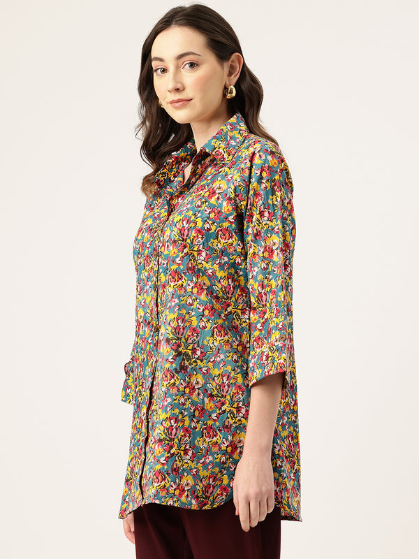 Versatile Collared Shirt with 3/4 Sleeves for Women – Elegant & Casual