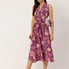 Floral Wrap Angrakha Dress – Lightweight Sleeveless Cotton Perfection