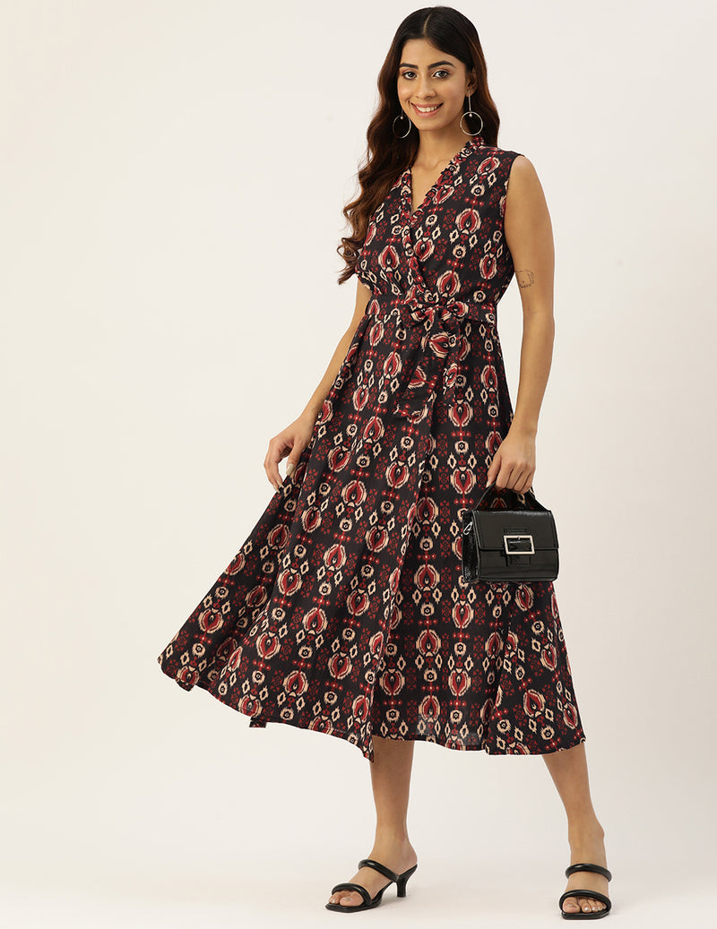 Floral Wrap Angrakha Dress – Lightweight Sleeveless Cotton Perfection