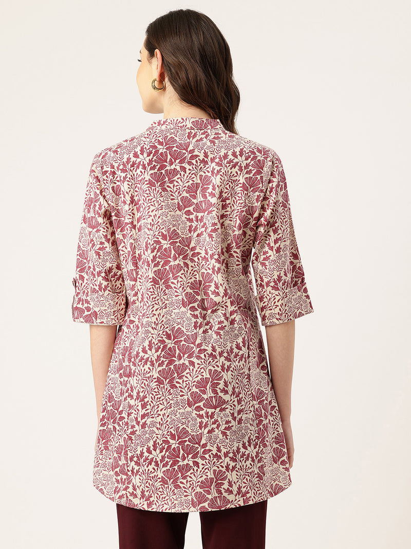 Printed Mandarin Collar top – Casual & Chic
