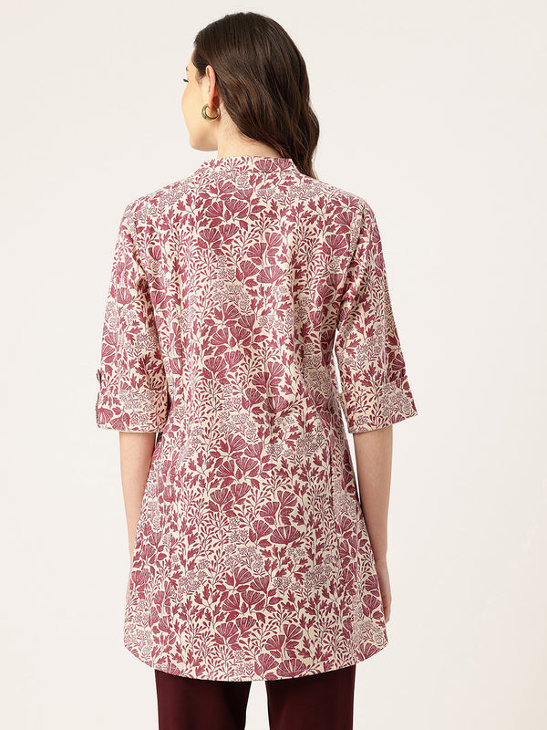 Printed Mandarin Collar top – Casual & Chic