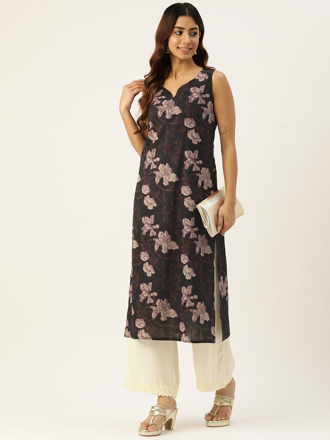 V-Neck Long Kurti FRKT6351