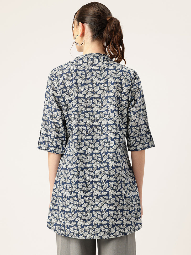 Printed Mandarin Collar top – Casual & Chic