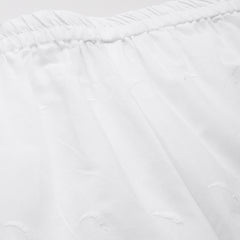 White White Embroidered Cotton Palazzos–Elastic Waist & Ankle-Length with Side Pocket