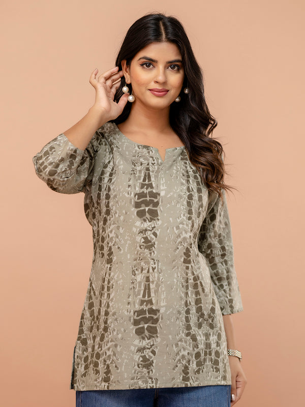 Elegant Printed Short Kurti – Soft Cotton, Everyday Style, Sizes S–XXL.