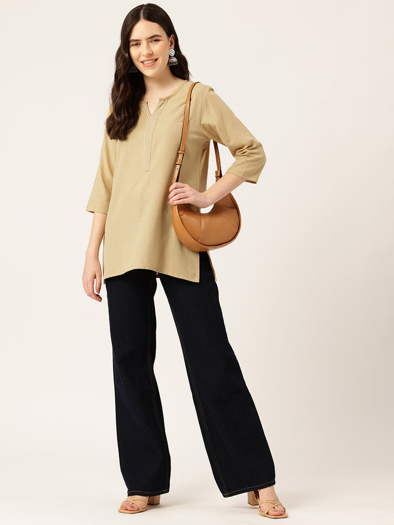 Elegant Short Kurti for Women – 3/4 Sleeves | Round Neck |