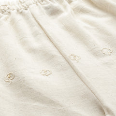 Beige Beige Palazzo|Embroidered, Flax Cotton, Sequin Detail, Ankle-Length, Single Pocket