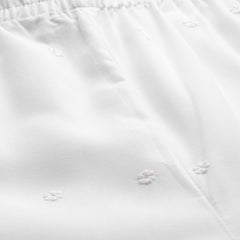 White Embroidered Palazzos–Fully Lined, Elastic Waist & Ankle-Length with Side Pocket