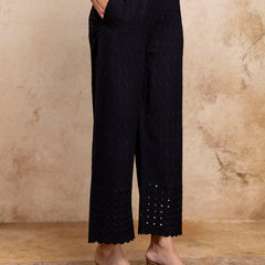 Graceful Rayon Embroidered Palazzos with Elegant Wide-Leg Fit