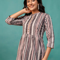 Tunic – Mandarin Collar, 3/4 Sleeves, Flattering Fit (Sizes S–XXL)