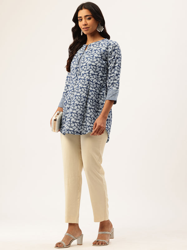 Inner Yoke Short Kurti for Women - Button Detail & 3/4 Sleeves