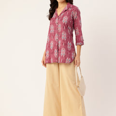 Versatile Collared Shirt with 3/4 Sleeves for Women – Elegant & Casual