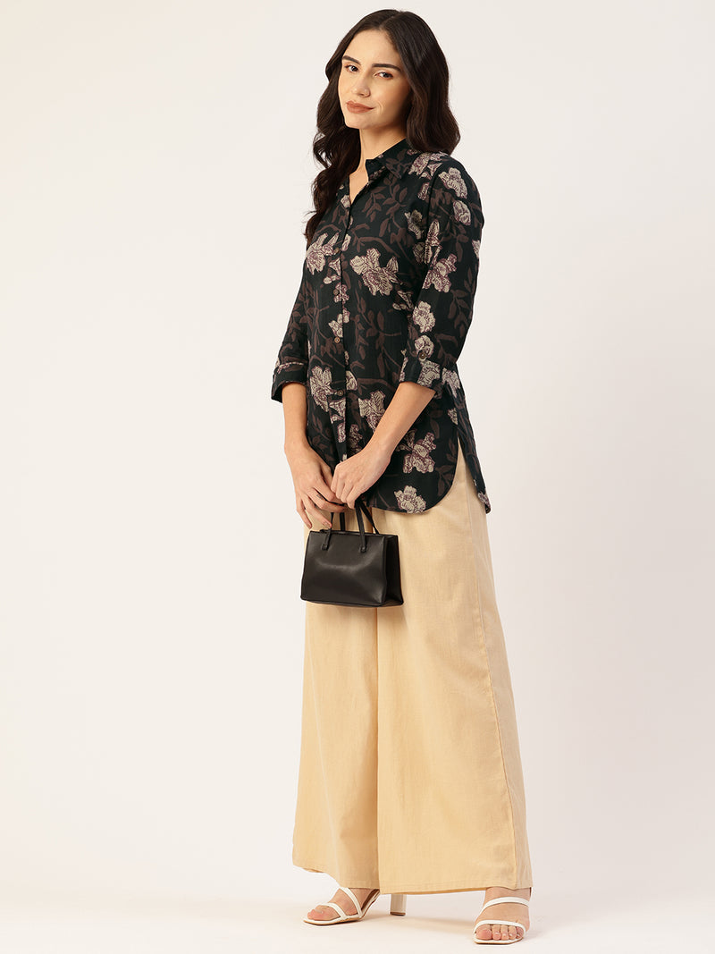 Versatile Collared Shirt with 3/4 Sleeves for Women – Elegant & Casual