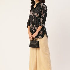 Versatile Collared Shirt with 3/4 Sleeves for Women – Elegant & Casual