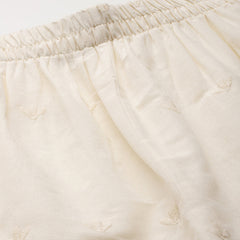 Beige Palazzos | Embroidered Elegnace With Elastic Waist & Single Pocket