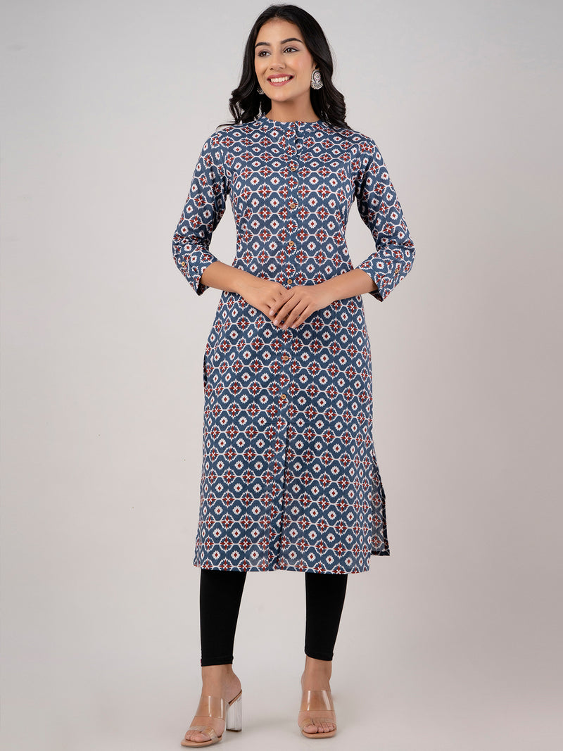 Feranoid Straight Knee Length Red Colour Kurta For Women