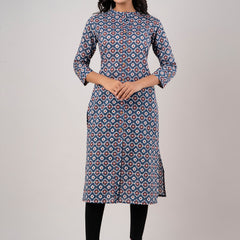 Feranoid Straight Knee Length Red Colour Kurta For Women