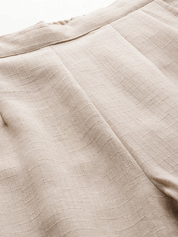 Brown Linen Trouser - Ankle-Length Pant , Partially Elasticated ,Double Pockets