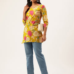 V-Neck 3/4 Sleeve Short Kurti for Women - Tailored Fit & Chic Design