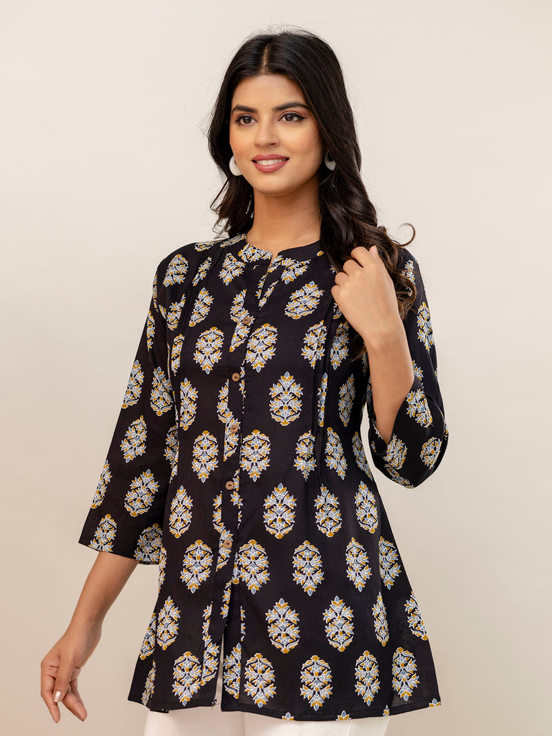 Elegant Mandarin Collar Printed Tunic – Stylish & Comfortable, Sizes