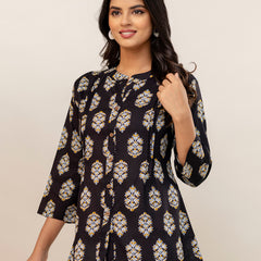 Elegant Mandarin Collar Printed Tunic – Stylish & Comfortable, Sizes