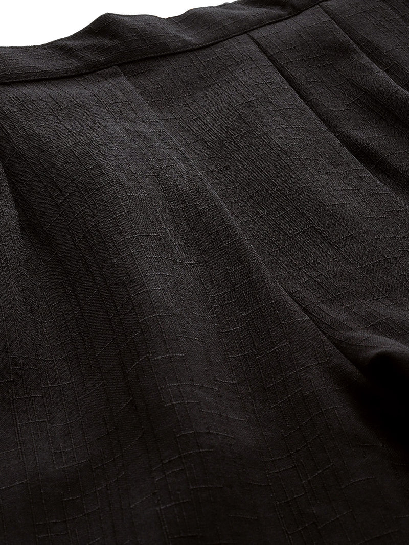 Black Linen Trouser - Ankle-Length Pant , Partially Elasticated ,Double Pockets