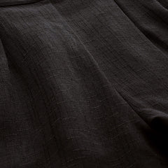 Black Linen Trouser - Ankle-Length Pant , Partially Elasticated ,Double Pockets