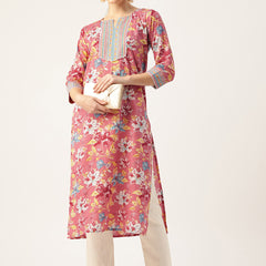 Empress Long Kurta for Women - V-Cut Neckline with 3/4 Sleeves