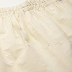 Beige Palazzos | Embroidered Elegnace With Elastic Waist & Single Pocket
