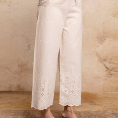 Women’s Cotton Embroidered Wide-Leg Palazzos | Soft, Breathable & Elegant