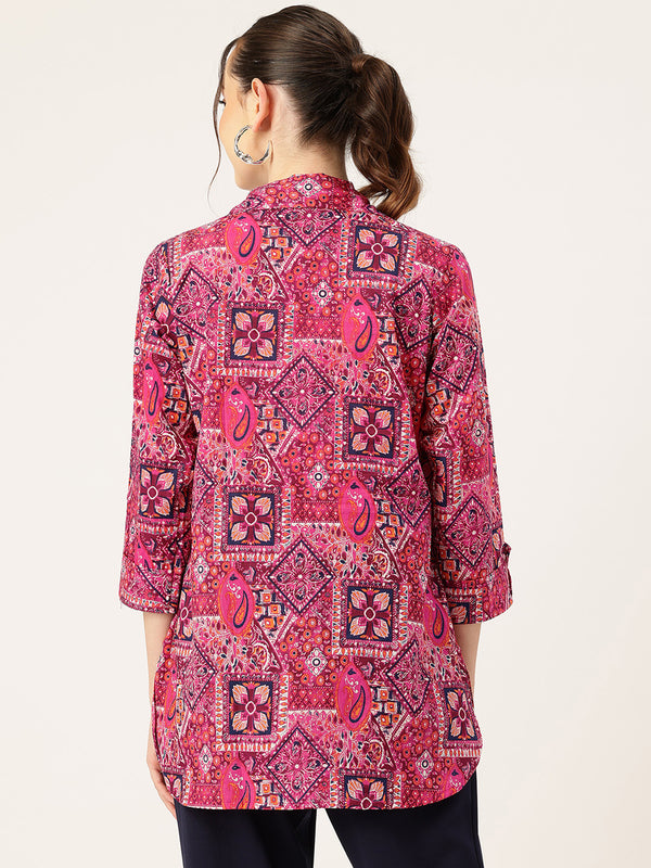 Versatile Collared top with 3/4 Sleeves for Women – Elegant & Casual