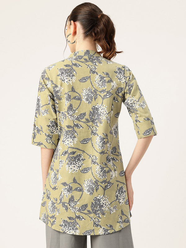 Printed Mandarin Shirt – Casual & Chic