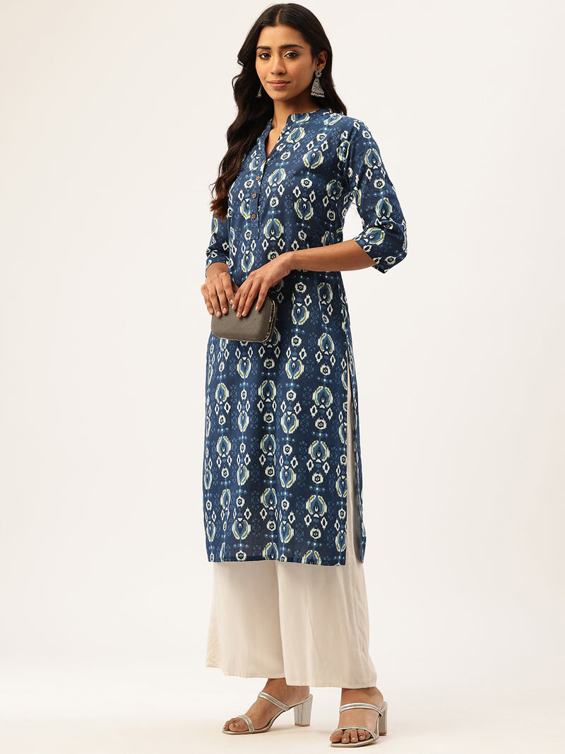 Graceful Long Kurta with 3/4 Sleeves and Button accents A Perfect Fusion of Comfort and Style