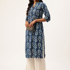 Graceful Long Kurta with 3/4 Sleeves and Button accents A Perfect Fusion of Comfort and Style