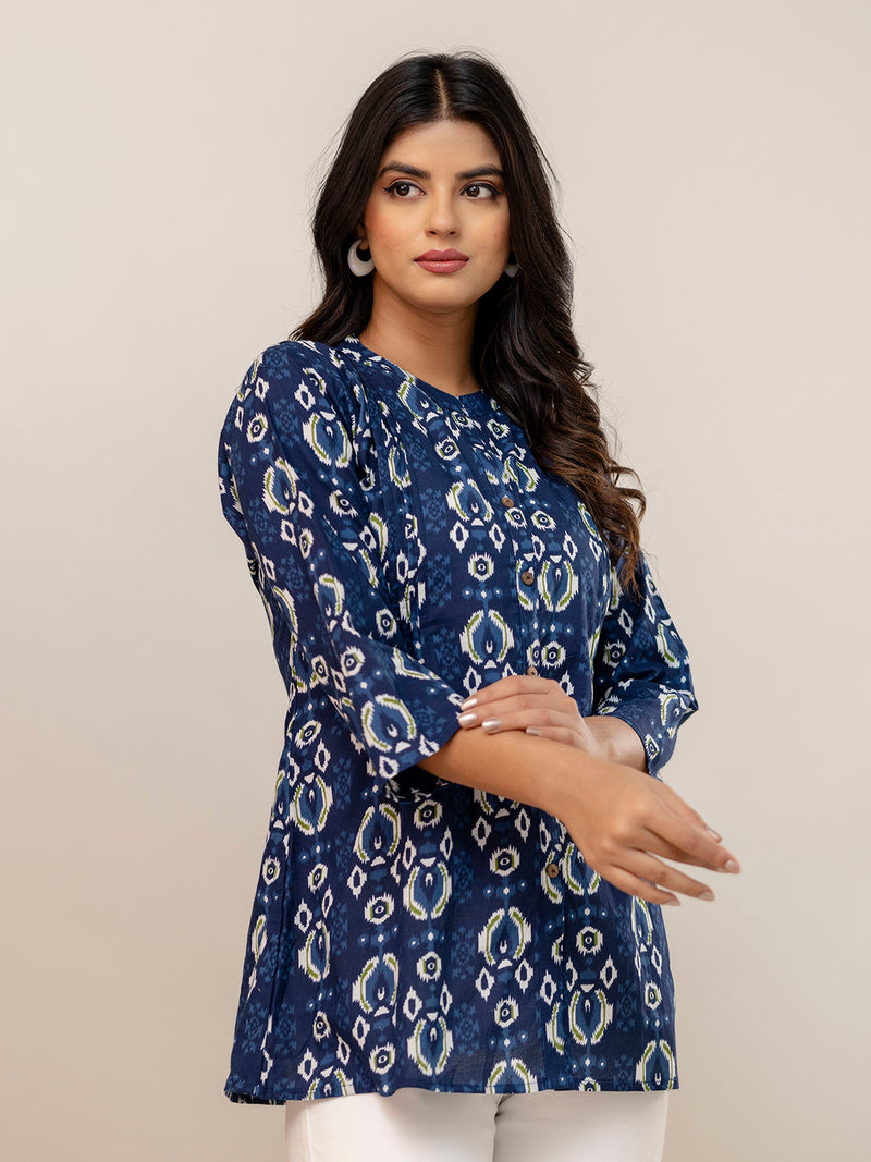Elegant Mandarin Collar Printed Tunic – Stylish & Comfortable, Sizes