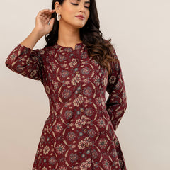 Elegant Mandarin Collar Printed Tunic – Stylish & Comfortable, Sizes
